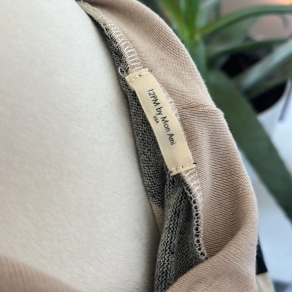 Women’s black and beige Striped Hoodie Sweater - Picture 3 of 6